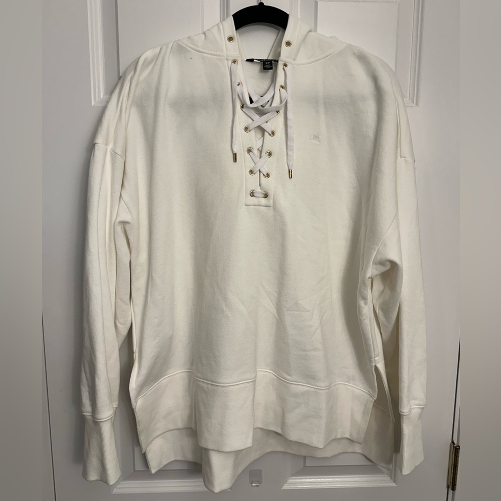 Lauren Ralph Lauren White Lace-Up Hoodie
